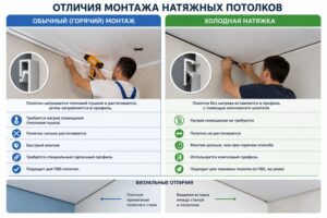 Натяжной потолок с монтажом без нагрева